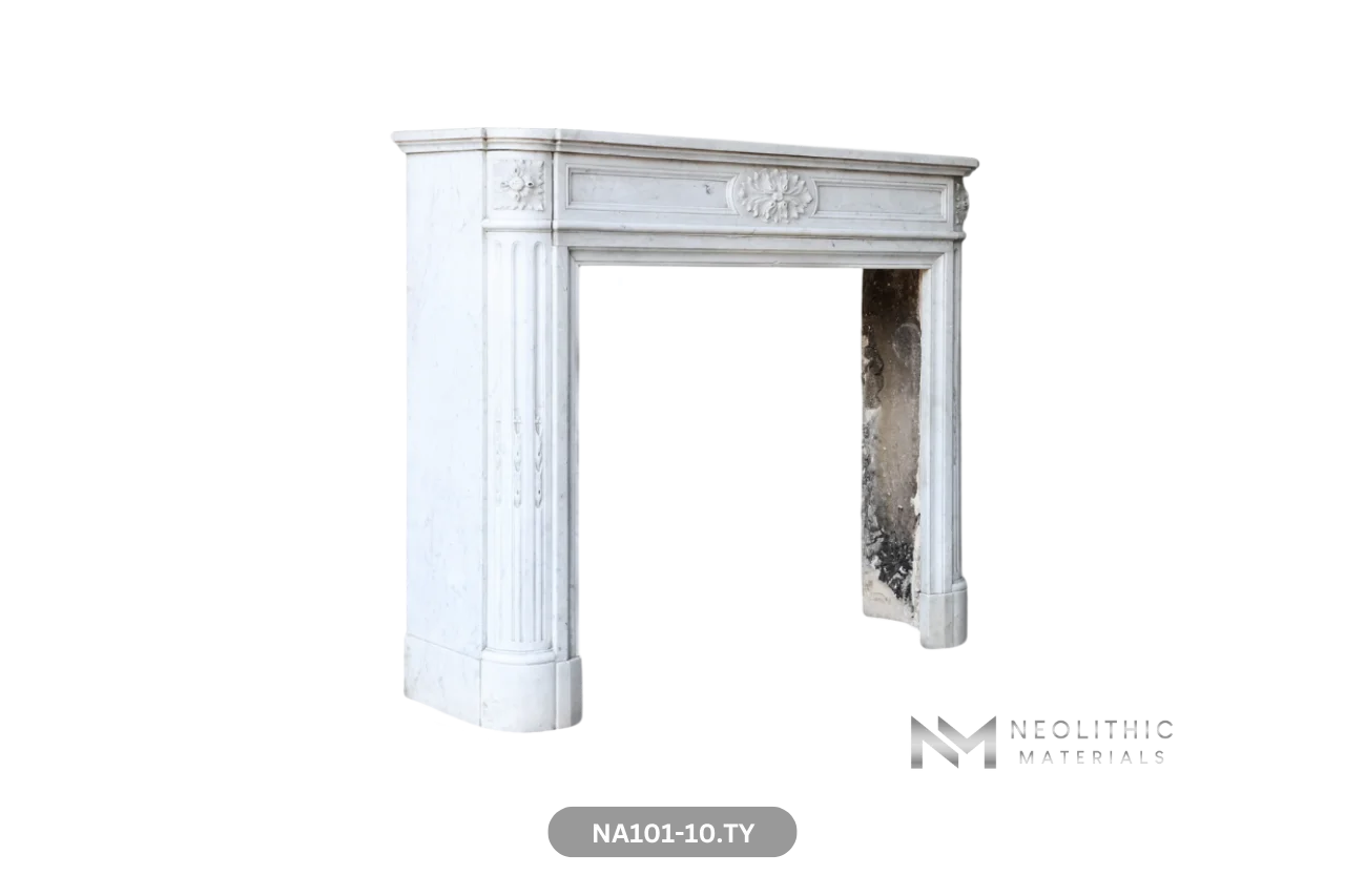 Antique Carrara Marble Fireplace Mantel Louis XVI Style - Image 6